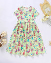 Mermaid Organic Cotton Girls Twirl Dress 2Y-10Y short sleeve 